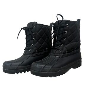 Sperry Top-Sider Saltwater Quilted Duck Boots Mens 10 Black STS85085 Waterproof